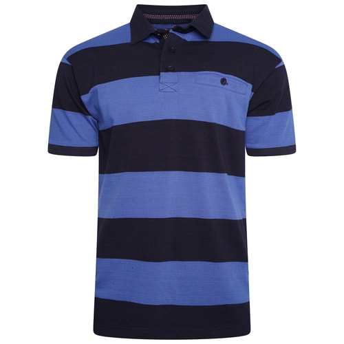 KAM Striped Rugby Polo Navy/Blue
